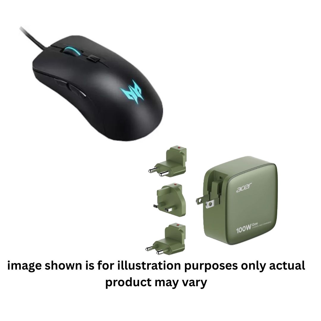 Cestus 310 Wired Optical Gaming Mouse & Acer PowerMax 100W GaN Super Fast Charger | 4-Port USB