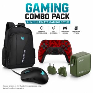 Cestus 310 Wired Optical Gaming Mouse / Acer Predator Backpack / Acer Power Max 100W GaN Super Fast Charger / Acer Katana NT-02 Game Controller