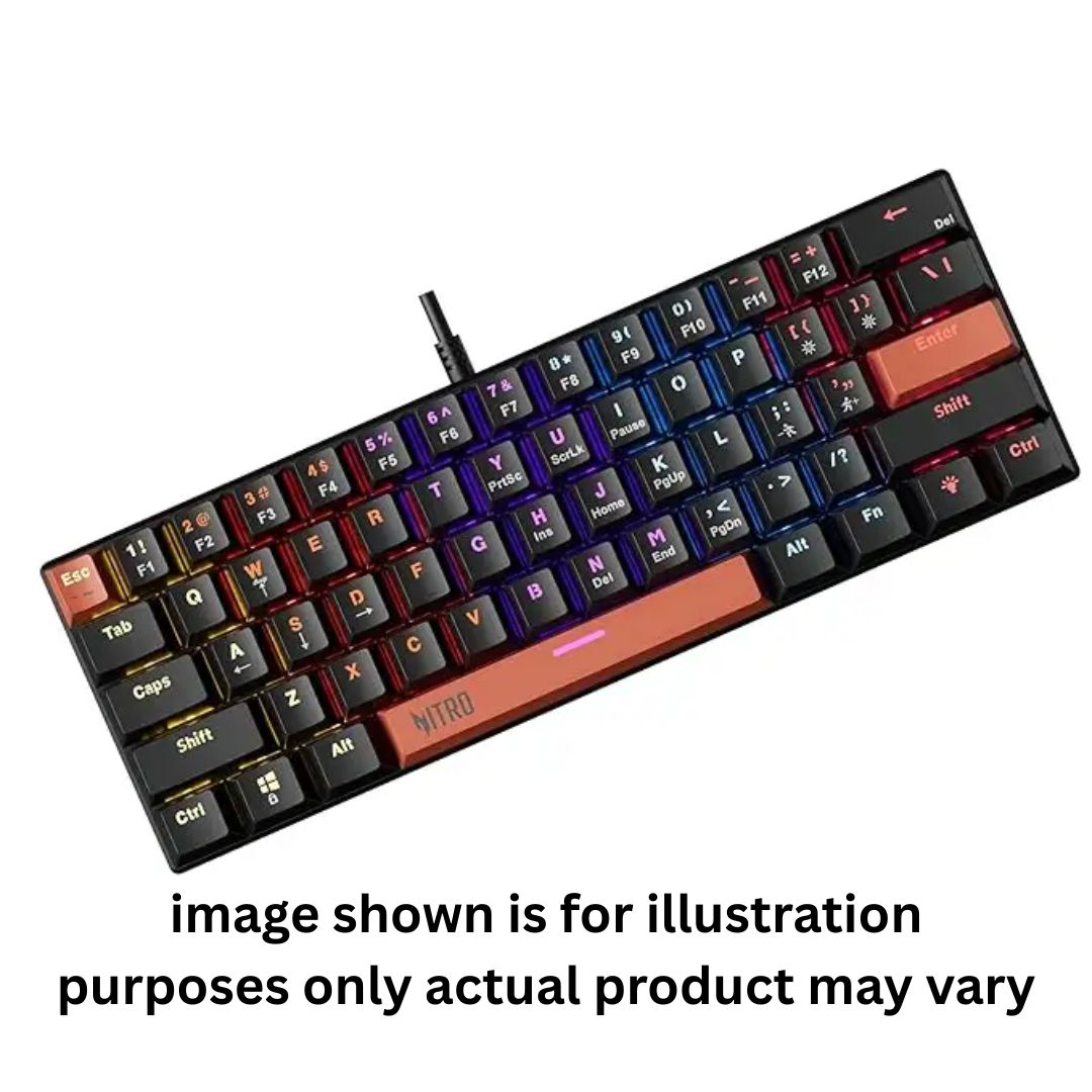 Acer Nitro X Wired Mechanical Gaming Keyboard | 61 Keys | Red Switches | 17-Mode Rainbow Backlight